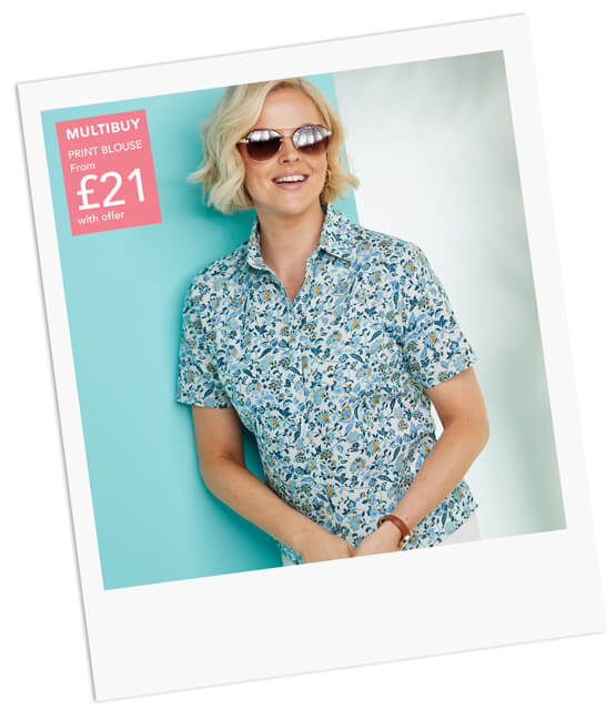Short Sleeved Cotton Print Blouse - LN408